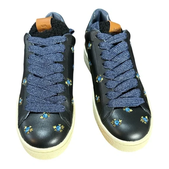 Coach Black Floral Embroidery Low Top Sneaker - Picture 3 of 6